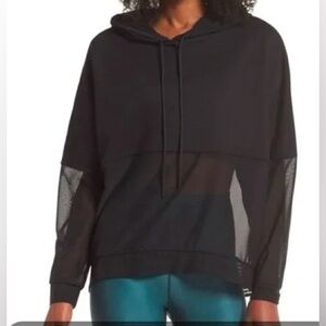 ALO Yoga black hoodie sweatshirt with sheer layer size L